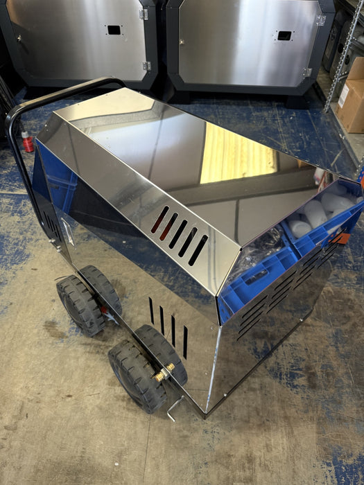 MHE10160SS mobile electric pressure washer trolley frame and wheel construction