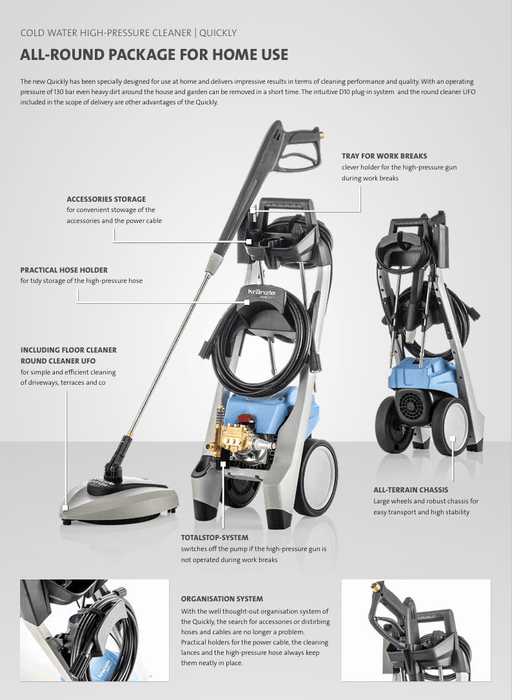 Kranzle Quickly compact cold water pressure washer professional quality German made