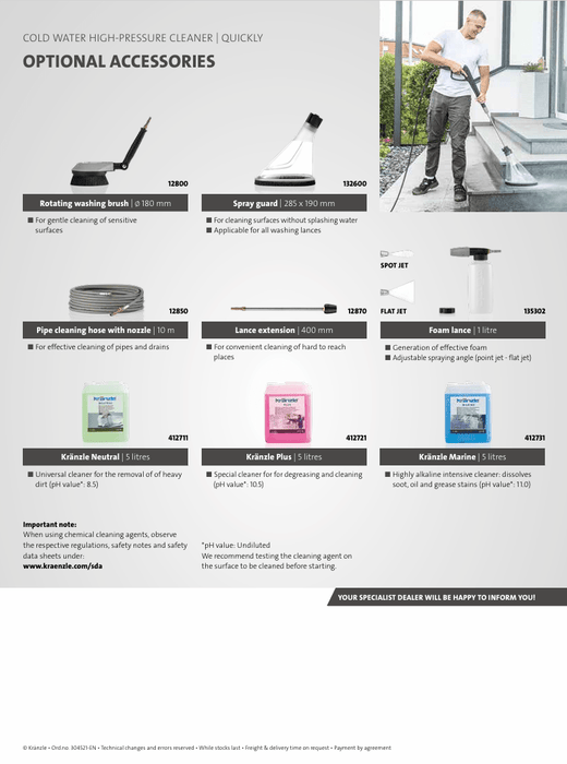 Kranzle Quickly portable pressure washer detail view showing controls and connections