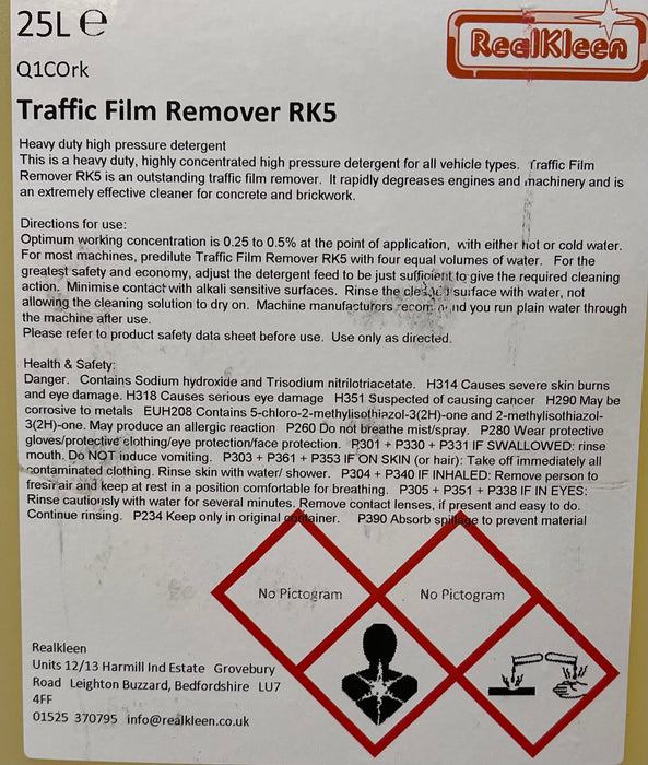 SUPER STRENGTH - RK5 Traffic Film Remover 25 Litres